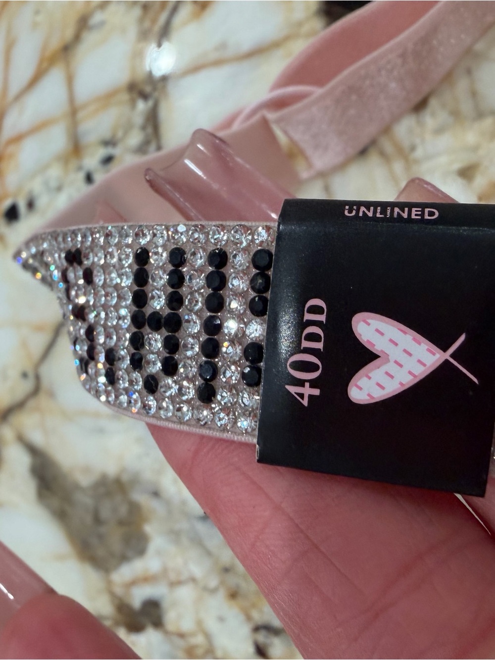 Victoria's Secret Pink Rhinestone Bra Strap Cover with Black Accents